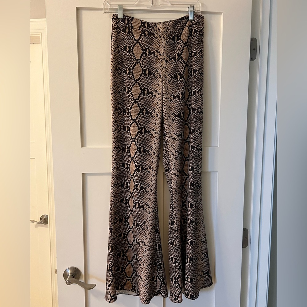 Flare snakeskin pants
